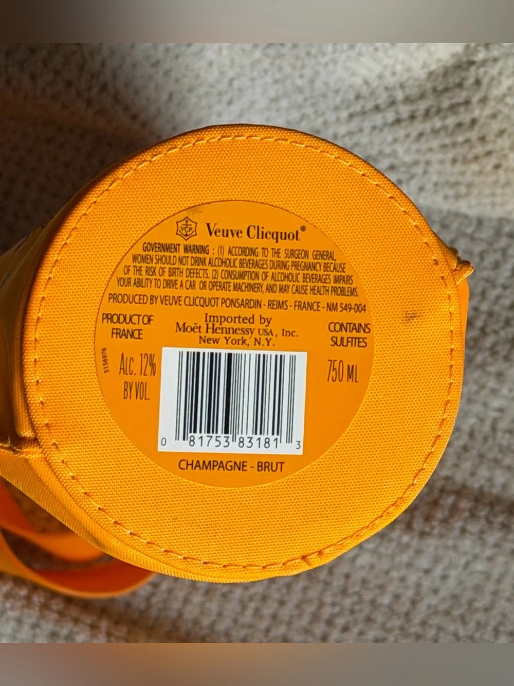 Veuve Clicquot Champagne Bottle Travel Tote Carrier Yellow Insulated Wine Bag